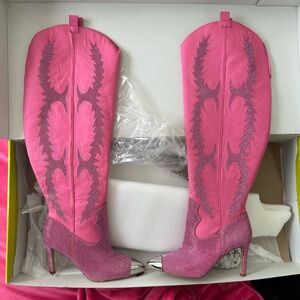 Gianni Bini pink rhinestone stiletto cowboy boots